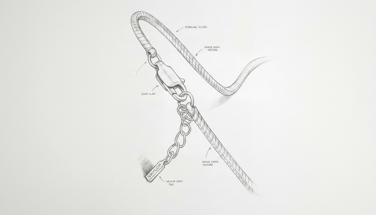 Silver bracelet with chain and clasp on a white background